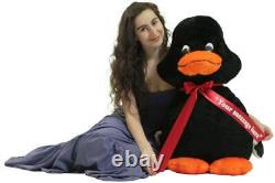 Personalized Giant Stuffed Black Duck 36 Inch Soft Plush Animal Made USA