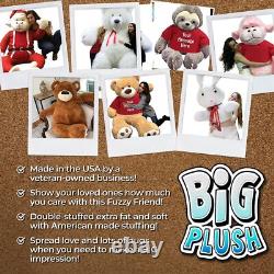 Personalized Giant Teddy Bear 5ft Soft Brown Big Plush Stuffed Animal Made in US