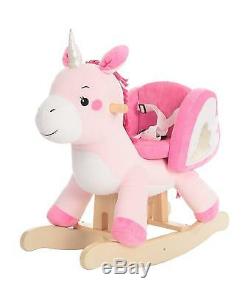 Pink Unicorn Rocking Horse Child Toys Kids Ride On Plush Stuffed Animal Rocker++