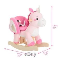 Pink Unicorn Rocking Horse Child Toys Kids Ride On Plush Stuffed Animal Rocker++