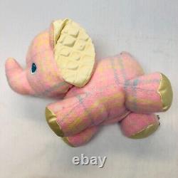 Playskool Elephant Snuzzles Plush Stuffed Animal Plaid Print Vintage FLAWS READ
