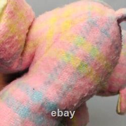 Playskool Elephant Snuzzles Plush Stuffed Animal Plaid Print Vintage FLAWS READ