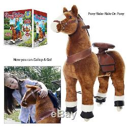 Pony Rider Plush Soft Brown/White Hoofed Kids Ride On Giddy Up Horse 4 Years +