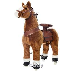 Pony Rider Plush Soft Brown/White Hoofed Kids Ride On Giddy Up Horse 4 Years +