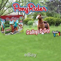 Pony Rider Plush Soft Brown/White Hoofed Kids Ride On Giddy Up Horse 4 Years +