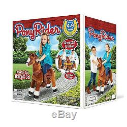 Pony Rider Plush Soft Brown/White Hoofed Kids Ride On Giddy Up Horse 4 Years +