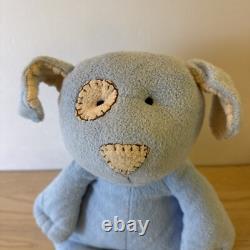 Pottery Barn Kids PBK Blue Beige Spotted Eye Puppy Dog Plush Stuffed Animal Toy
