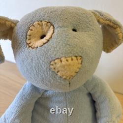 Pottery Barn Kids PBK Blue Beige Spotted Eye Puppy Dog Plush Stuffed Animal Toy