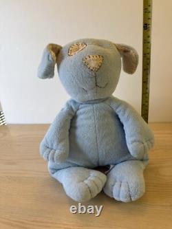 Pottery Barn Kids PBK Blue Beige Spotted Eye Puppy Dog Plush Stuffed Animal Toy