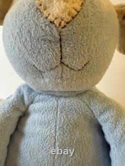Pottery Barn Kids PBK Blue Beige Spotted Eye Puppy Dog Plush Stuffed Animal Toy