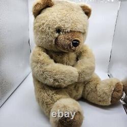 RARE AMC NY 25 Brown Plush Teddy Bear Sitting 1985 Vintage 1980s Stuffed Animal