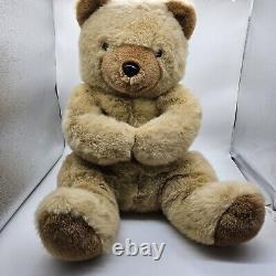 RARE AMC NY 25 Brown Plush Teddy Bear Sitting 1985 Vintage 1980s Stuffed Animal