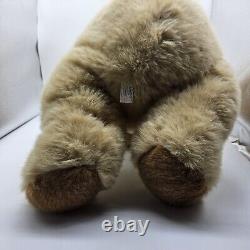 RARE AMC NY 25 Brown Plush Teddy Bear Sitting 1985 Vintage 1980s Stuffed Animal