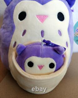 RARE New Official Squishmallows Owl Mom + Baby Plush Keychain Clip Bird Toy