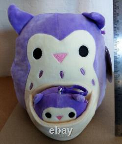 RARE New Official Squishmallows Owl Mom + Baby Plush Keychain Clip Bird Toy