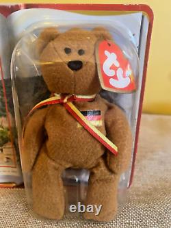 RARE Retired Ty Beanie Baby Germania 1999 McDonald's Plush Bear Stuffed Animal