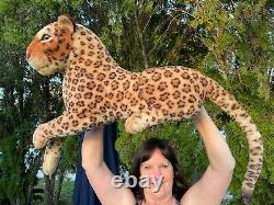 RARE VINTAGE Beautifully Detailed Realistic Leopard 30 Plush Stuffed Animal Toy