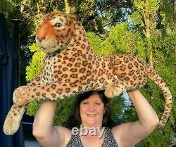 RARE VINTAGE Beautifully Detailed Realistic Leopard 30 Plush Stuffed Animal Toy