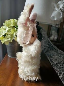 RARE Vintage THE RUSHTON CO. Rubber Face Easter Bunny Rabbit Plush with Bonnet