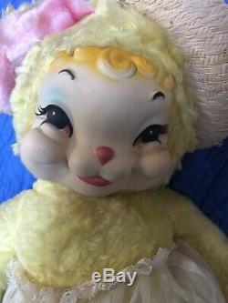 RARE Vtg Rushton Star Creation Rubber Face Bunny Rabbit 21Plush Stuffed Toy