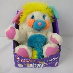 READ! 1985 VTG Retro Popple 12 Puffball White Plush Cuddly Stuffed Animal Toy