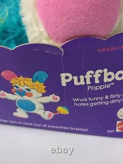 READ! 1985 VTG Retro Popple 12 Puffball White Plush Cuddly Stuffed Animal Toy