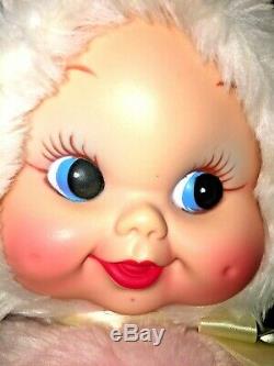 RUSHTON COMPANY Pink SNOW BABY Girl Doll RUBBER FACE Plush Stuffed Toy VINTAGE