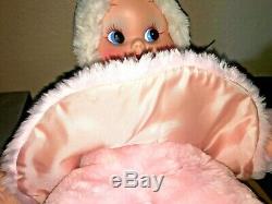 RUSHTON COMPANY Pink SNOW BABY Girl Doll RUBBER FACE Plush Stuffed Toy VINTAGE