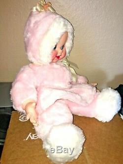 RUSHTON COMPANY Pink SNOW BABY Girl Doll RUBBER FACE Plush Stuffed Toy VINTAGE