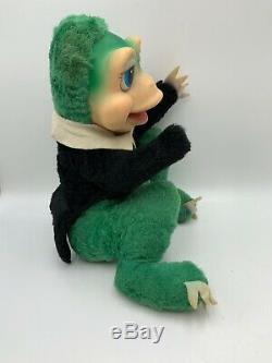 Rare 1950s RUSHTON Plush FROG Rubber Face Stuffed Animal Toy