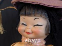 Rare 1950s RUSHTON Star Creation Plush Rubber Face Musical Asian Chinese Lady