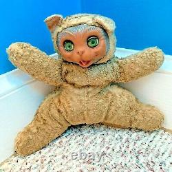 Rare Gund 1940s to 1950s Vintage Rubber Face Plush Stuffed Cat