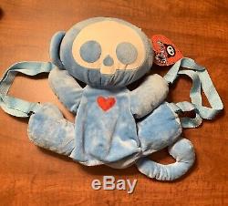 Rare Skelanimals Marcy blue Monkey plush backpack HOT TOPIC NEW WITH TAGS