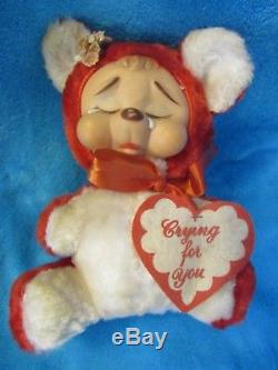 Rare Vintage Happy 7 Rubber Face Red Teddy Bear Plush Rushton Valentines Day