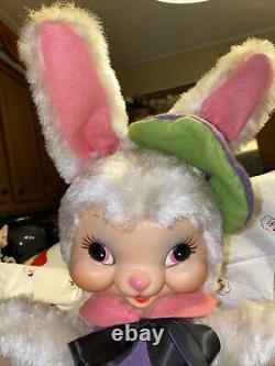 Rare Vintage Rushton Plush Bunny Rabbit With Rubber Face