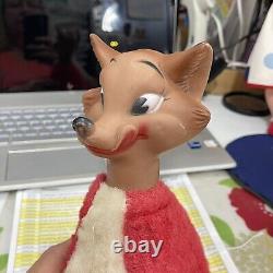 Rare Vtg 1950s Rubber Head Face Stuffed Animal Plush Red Fox 9 Gloria Toy