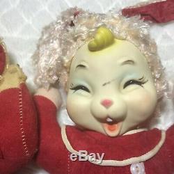 Rushton Rubber Face Pajama Yawn Bear And Bunny Vintage Midcentury Plush Toy