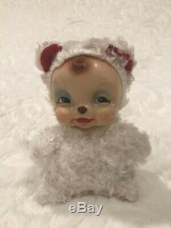 Rushton Rubber Face Valentine Crybaby Bear Mouse Vintage Midcentury Plush Toy