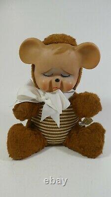 Sad Pouting Knickerbocker RUBBER FACE BEAR STRIPED SHIRT Plush Stuffed Animal
