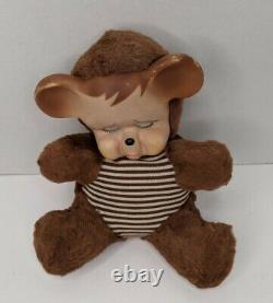 Sad Pouting TEDDY BEAR Knickerbocker Vintage Plush Stuffed Animal with Rubber Face