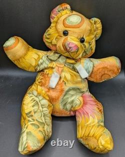 Salvatore Ferragamo Designer Silk Floral Print Teddy Bear Plush Stuffed Animal