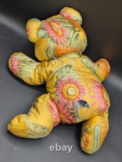 Salvatore Ferragamo Designer Silk Floral Print Teddy Bear Plush Stuffed Animal