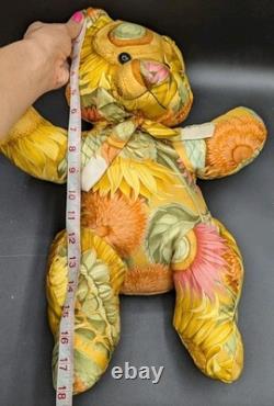 Salvatore Ferragamo Designer Silk Floral Print Teddy Bear Plush Stuffed Animal