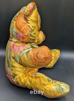 Salvatore Ferragamo Designer Silk Floral Print Teddy Bear Plush Stuffed Animal
