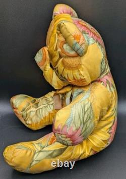 Salvatore Ferragamo Designer Silk Floral Print Teddy Bear Plush Stuffed Animal