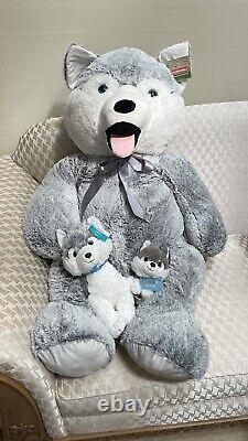 Set Of 3 (Small Medium XXL) Husky Dog Plush Polar Stuffed Animal Toys White Gray