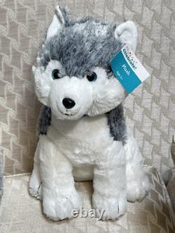 Set Of 3 (Small Medium XXL) Husky Dog Plush Polar Stuffed Animal Toys White Gray