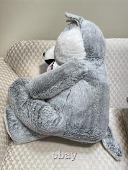 Set Of 3 (Small Medium XXL) Husky Dog Plush Polar Stuffed Animal Toys White Gray