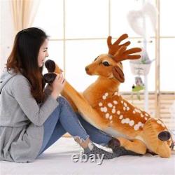 -Simulation Plush Stuffed Animal (Sika Deer) Realistic Fluffy and Soft, Brown
