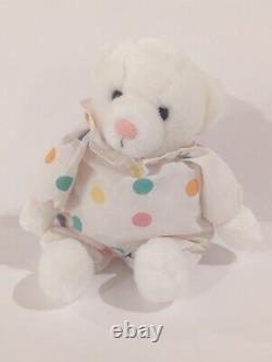 Soft Dreams Circus Bear Plush Rattle Polka Dot Stuffed Animal Toy Vtg